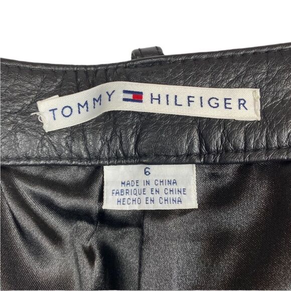 Vintage Tommy Hilfiger Leather Straight Leg Pants Size 6 - Picture 2 of 14